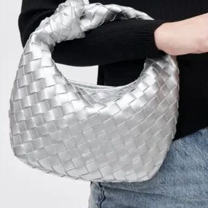 Woven Knotted Silver Bag - Brand New